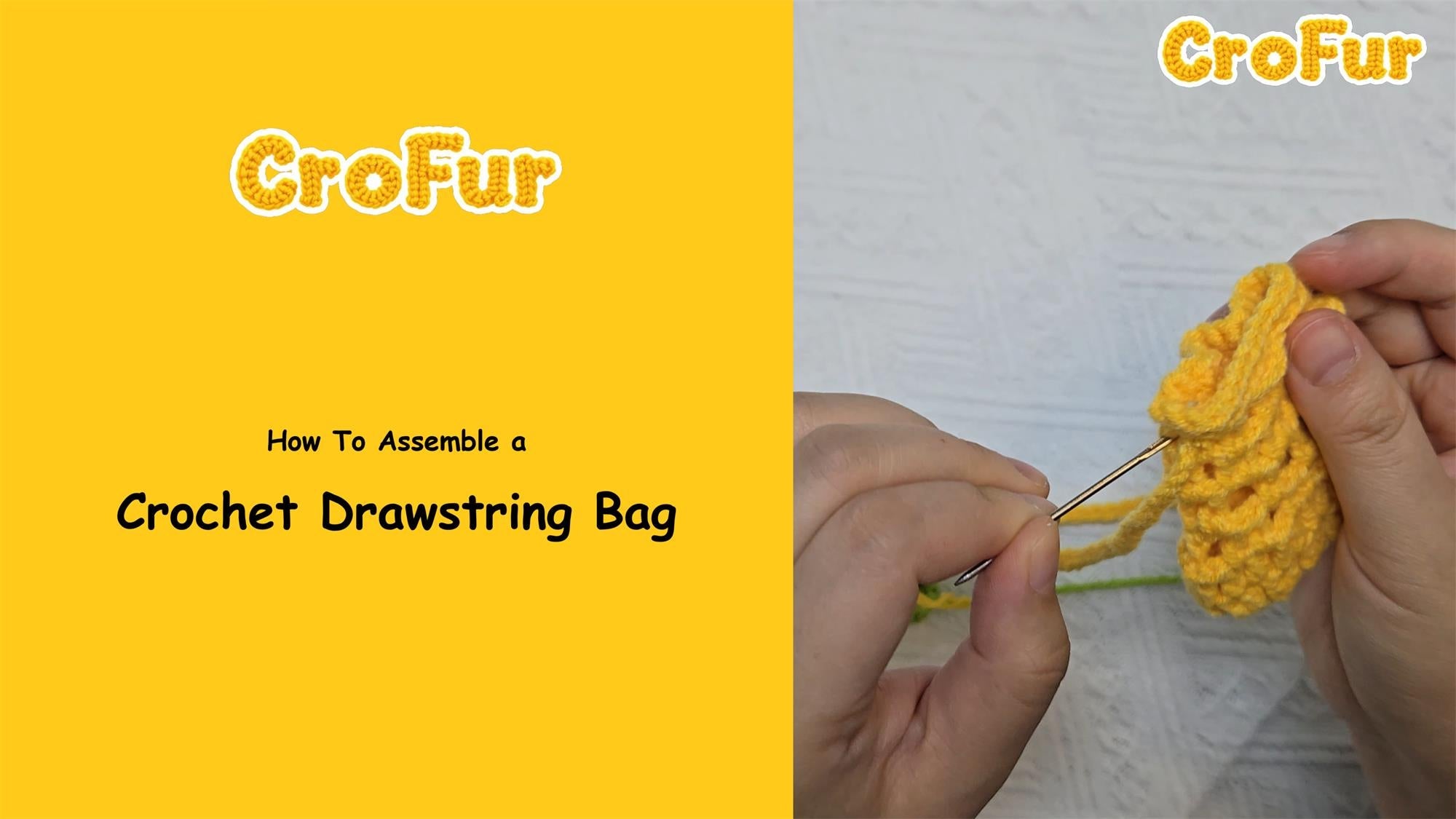 How to assemble a crochet drawstring bag