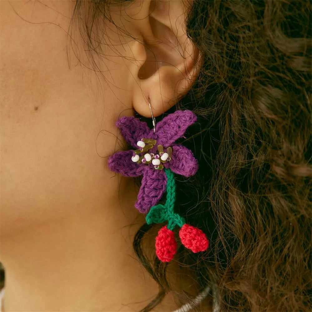 Handmade Crochet Earrings: Handcrafted crochet earrings designed with 925 sterling silver hooks, hypoallergenic and elegant.